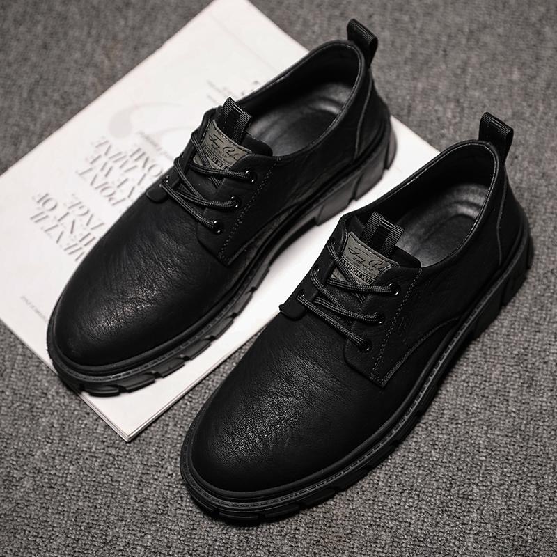 British Style Men's Genuine Leather Shoes Thick Soled Men's Oxford Shoe Fashion Men's Casual Shoes Lace Up Men's Business Shoes