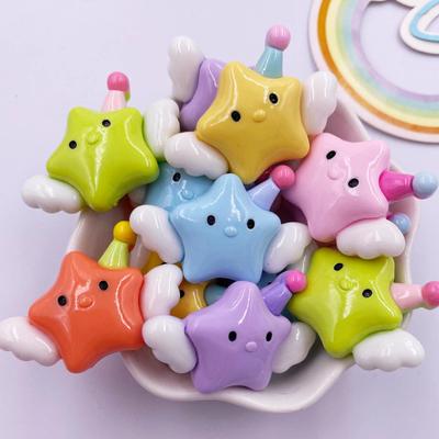 Resin Kawaii Colorful Cartoon Angel Star Baby Flatback Stone Figurines 6PCS DIY Bow Scrapbook Accessories Home Decor Crafts