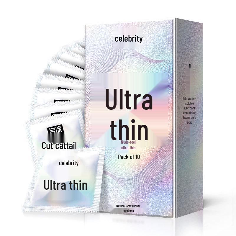 Ultra Thin Ribbed & Lubricated Condoms with Hyaluronic Acid - 10 Pack Adult Sex Toy