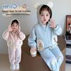 Meng Tang Tang Spring Chic Cartoon Hoodie & Lace Two-Piece Set for Baby Girls