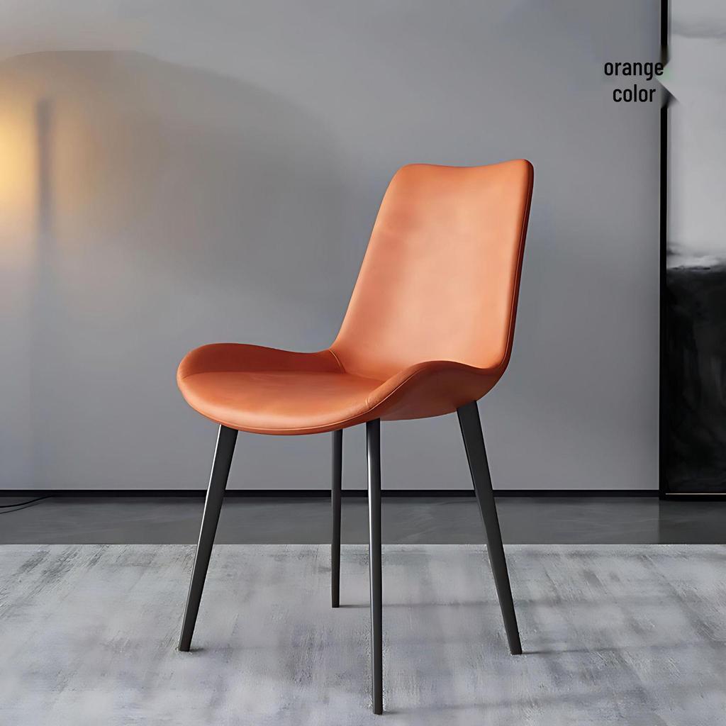 Modern Minimalist Italian Metal Dining Chair with Backrest - Light Luxury Style for Living Room and Home