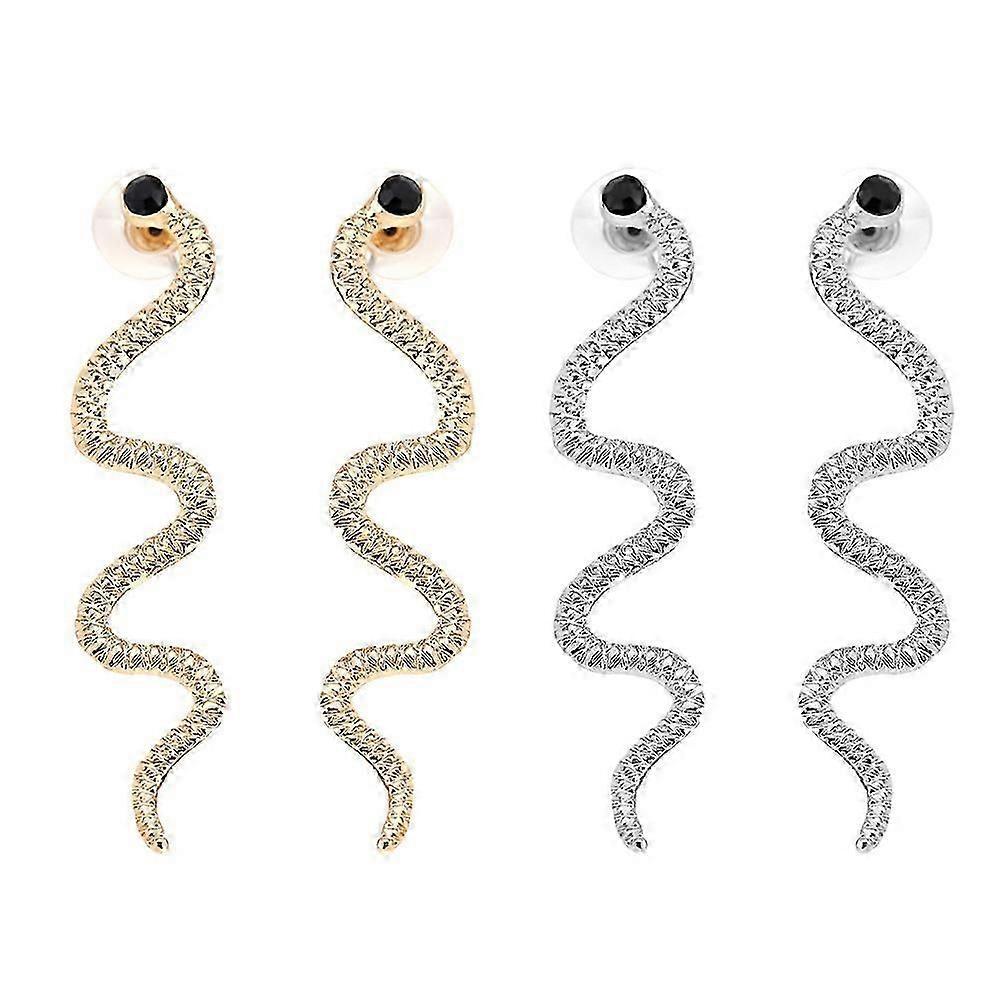 1 Pair Creative Snake Shape Earrings Fashion Silver Eardrop Decorative Ear Jewelry Ear Dangle Gift for Women Lady (Silver)