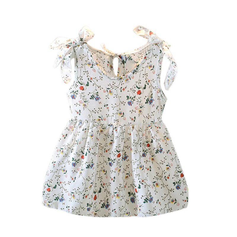 Vară Copii Fată Rochie Fără Mâneci Motiv Floral Rochie Curea Bumbac Copii Toddler Rochie de soare