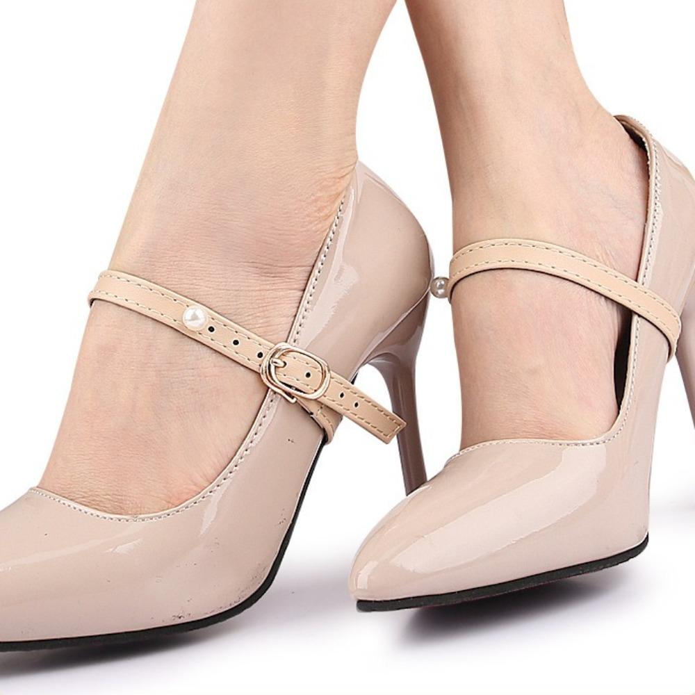 1 par justerbara skosnören för kvinnor, anti-loss, anti-fall, hälremmar, bälte, högklackade skor, band