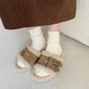 Thick-soled fluffy slippers women wear 2025 autumn and winter new plush shoes go out Internet celebrities soft-soled cotton drag tide
