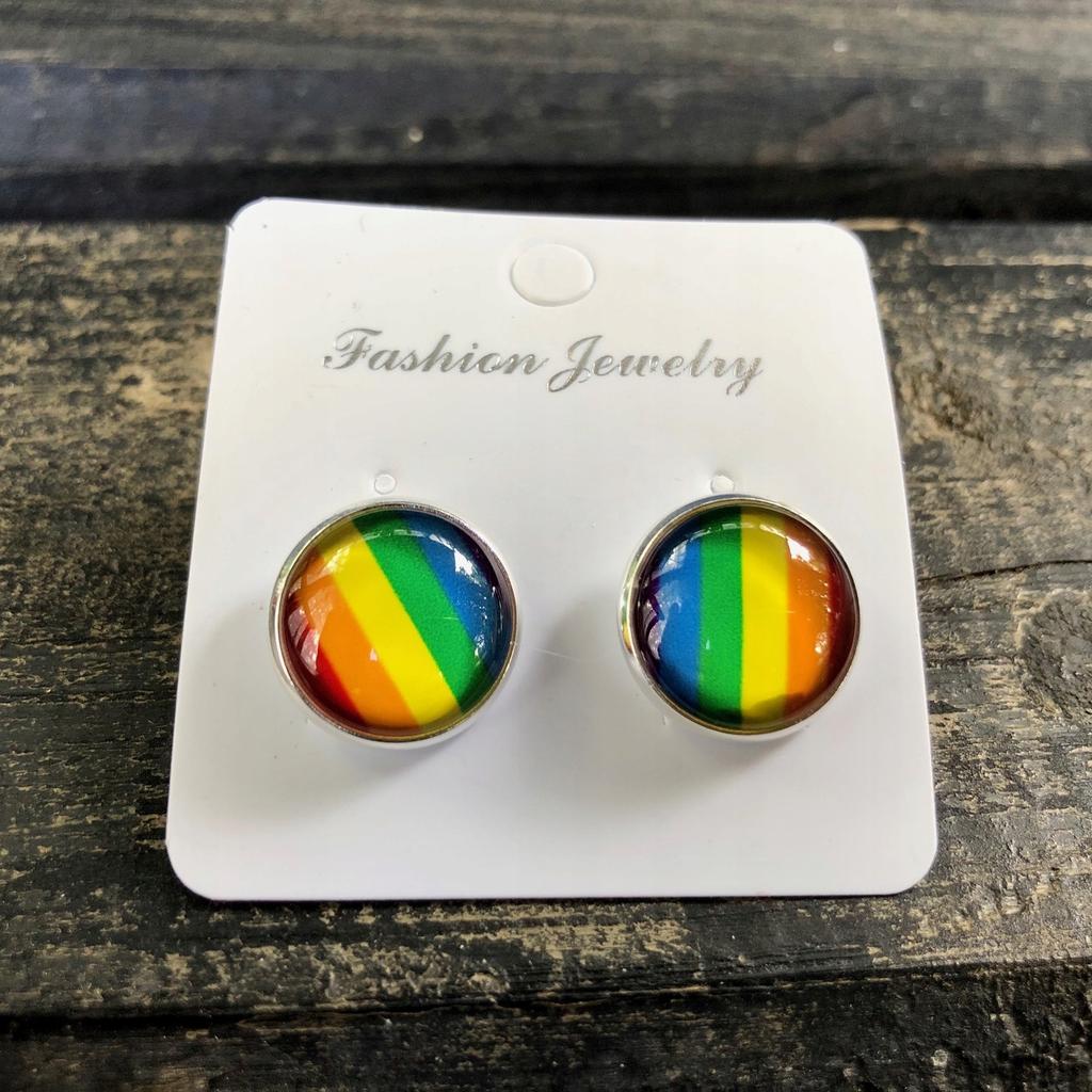 Rainbow Lgbt Rainbow Ear Earrings Round Steel 10Mm