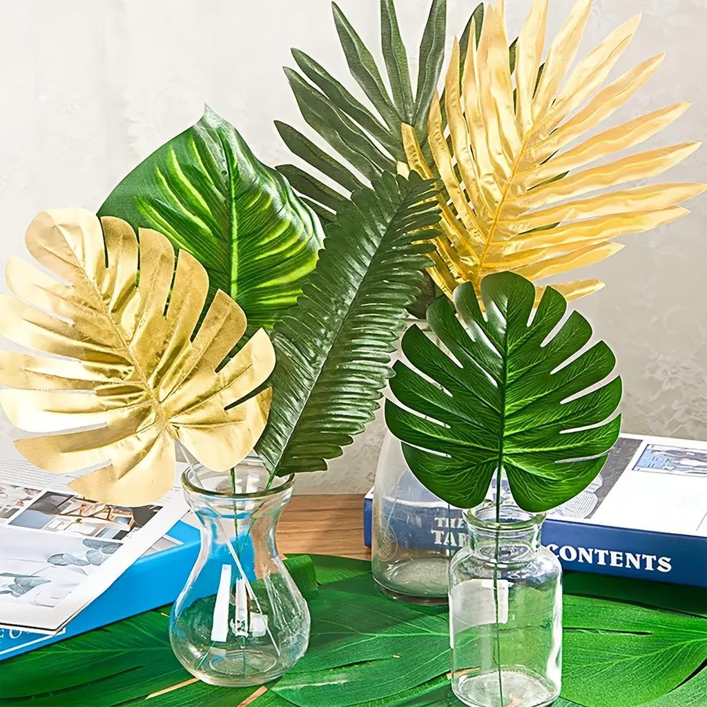 Artificial Monstera Leaf Green Foliage Single Stem Fake Leaves Plastic Leaves for Balloon Wedding Decor, Small Fresh Home Decor Accessories, Suitable