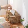 Large Capacity Woven Tissue Box Imitation Rattan Tissue Storage Organizer  Dining-table