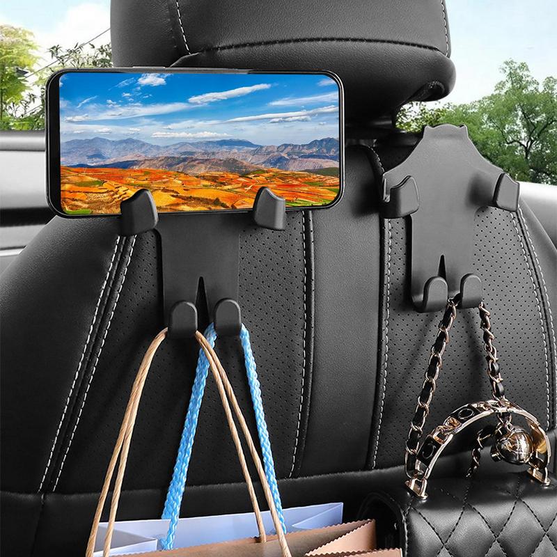 Car Seat Hooks Rotation Car Headrest Hook With Phone Holder Headrest Hooks Purse Holder 2 In 1 Car Vehicle Back Seat Headrest