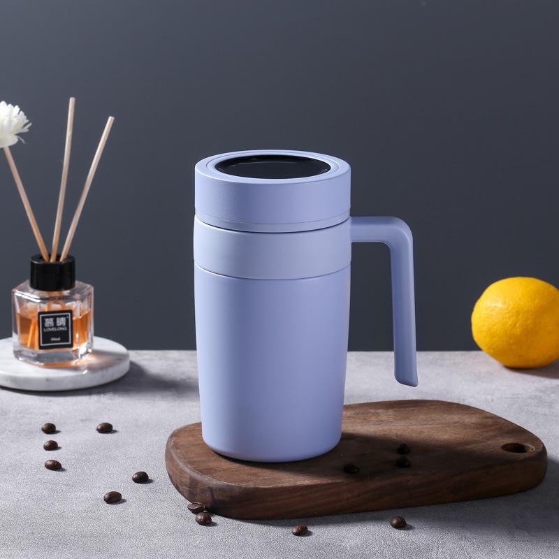 Smart Office Cup Stainless Steel Business Office Gift Cup Vacuum Double Layer Gift Cup with Handle