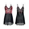 Butterfly Embroidery Mesh Nightgown Deep V Cami Sexy Sheer Women's Loungewear 742 Whimsical Flirty Sleepwear Adorned with Butterfly Accents