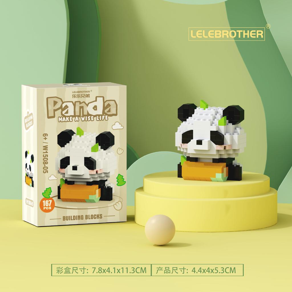 New cartoon building blocks cute pandas flowers, menglan dolls puzzle building blocks Table ornaments boys girls birthday gifts
