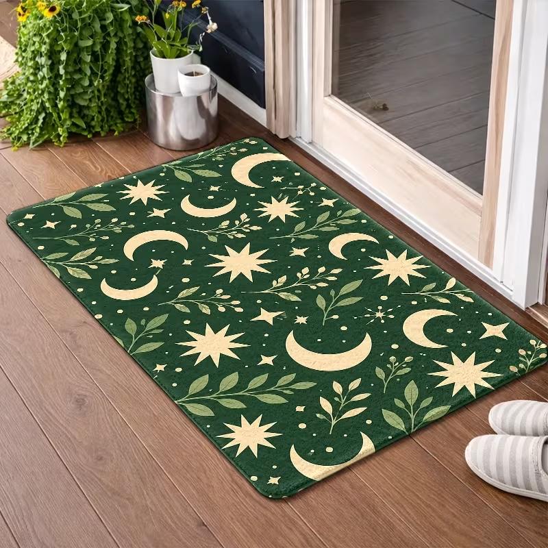 Green Black Hole Galaxy Space Door Mat Non Slip Indoor Entrance Rug Cosmic Nebula Star Vortex Tunnel Print Doormat