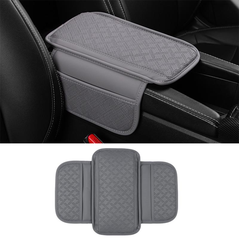 

Чехол на центральную консоль автомобиля, кожаный чехол на подлокотник с эффектом памяти и боковой сумкой для хранения, подлокотник серый
