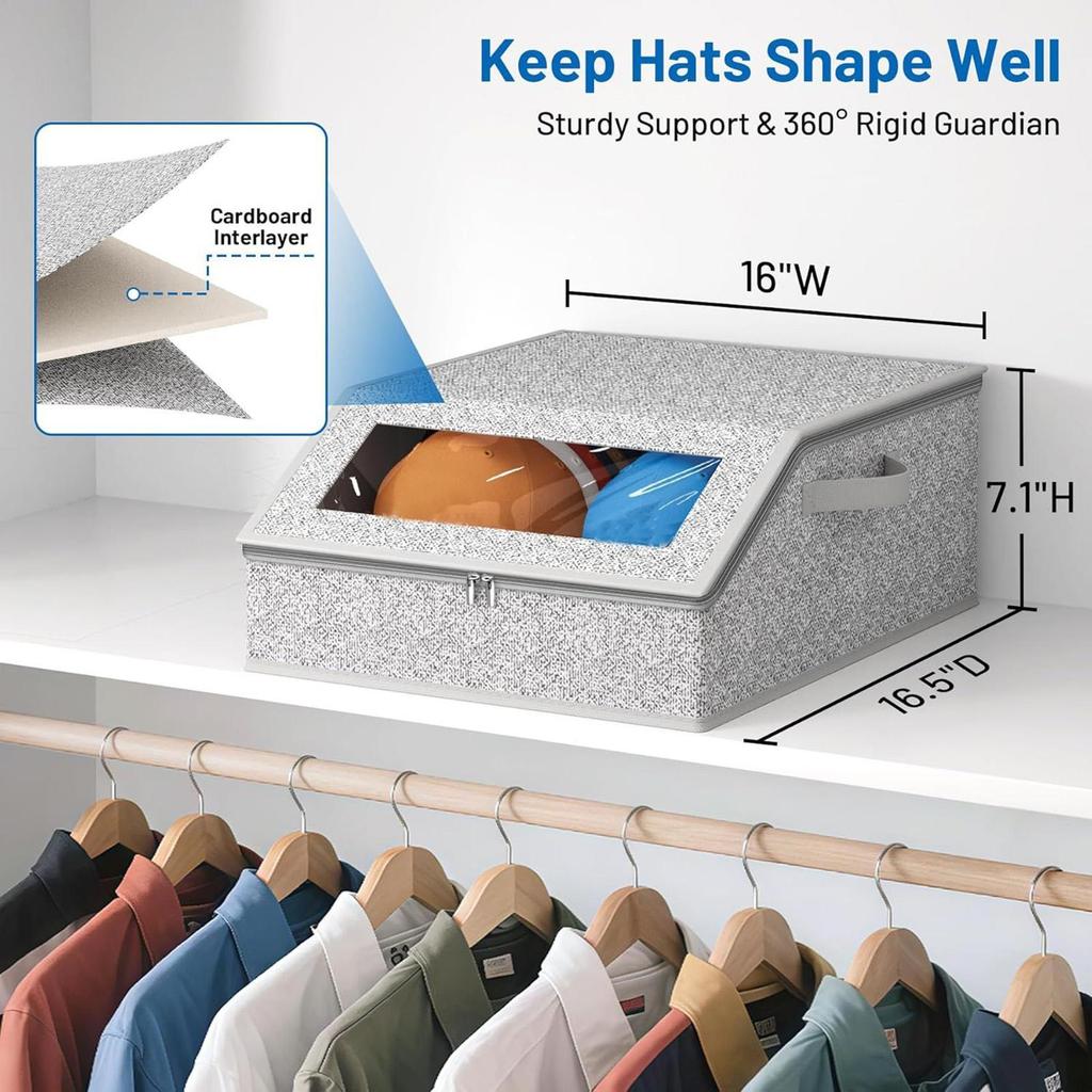 Hat Boxes Thick Cardboard Zipper Container Hat Container Storage For Family Friends Outfits Bedroom Indoor Home Clothes Scarves