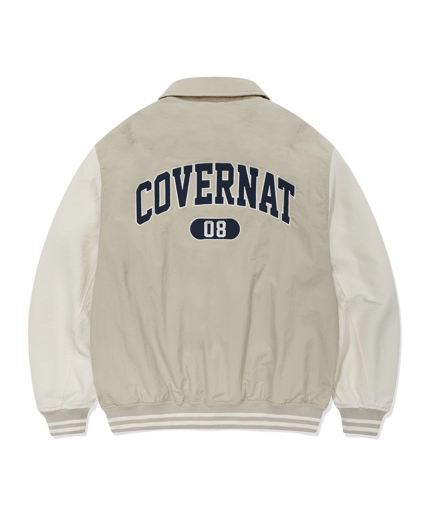 COVERNAT C-Logo Collar Varsity Jacket Beige