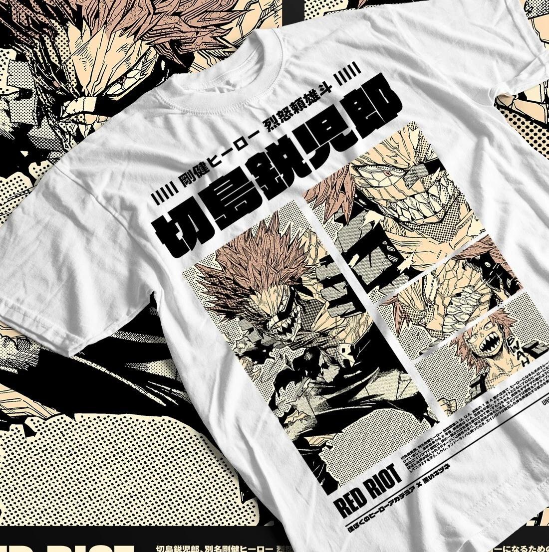 Футболка с изображением Эйдзиро Киришимы, футболка Red Riot по мотивам аниме «Моя геройская академия», подарочная футболка в стиле аниме. L