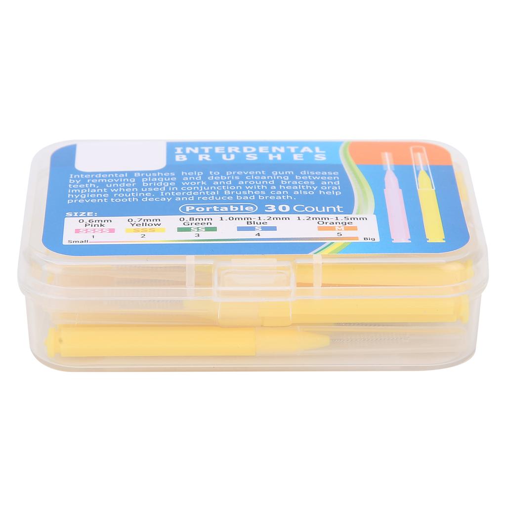 30pcs Box Interdental Brush Tooth Cleaning Tool Orthodontic Dental Tool Teeth CleanerYellow