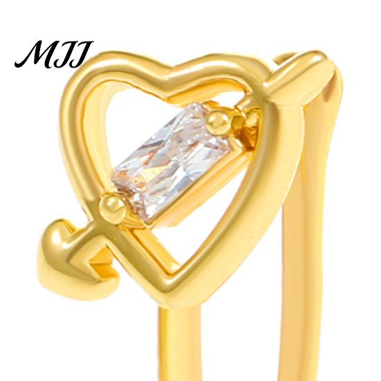 Star Shape Nose Ring 5 Pcs Hoops for Women Geometry Heart Rhinestone U Shaped Gold Plated Faux Piercing Jewelry