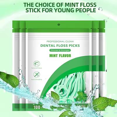 100/500Pcs Mint Mouthed Dental Floss - Interdental Cleaning Floss-Disposable Care Floss Stick - Suitable for Oral Care Cleaning
