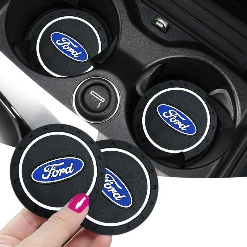 New 2026 Car Sticker Ford New 2025 Hot Car Coaster Water Cup Slot Non-Slip Mat Pad Silicone Holder Case Ford-Fiesta Focus Mondeo