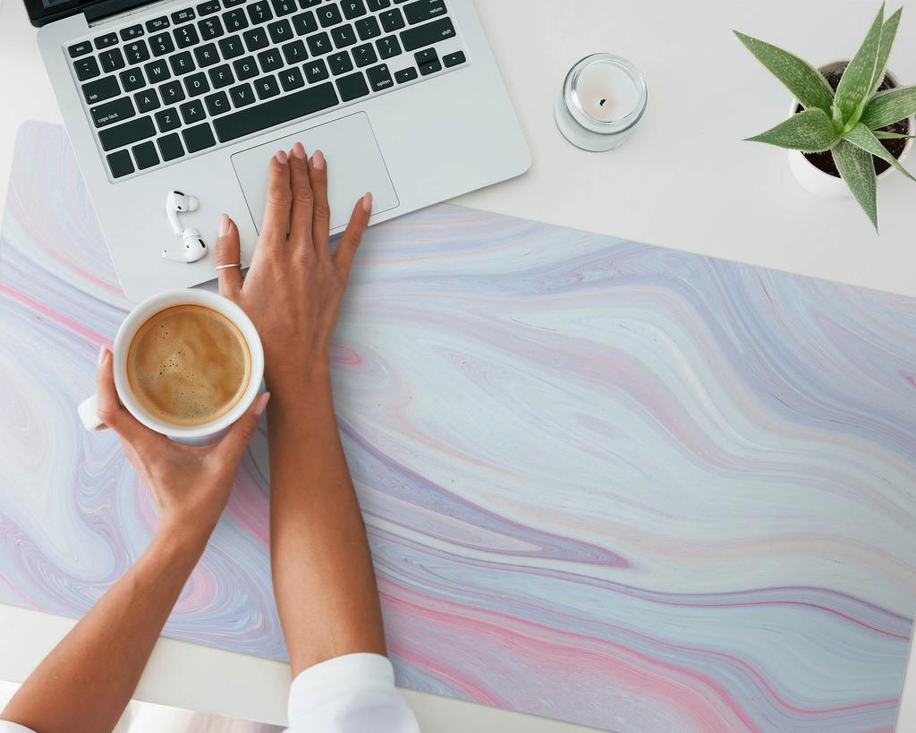 Anti-slip Protective Desk Mat with Pastel Waves Graphic 100x50 cm