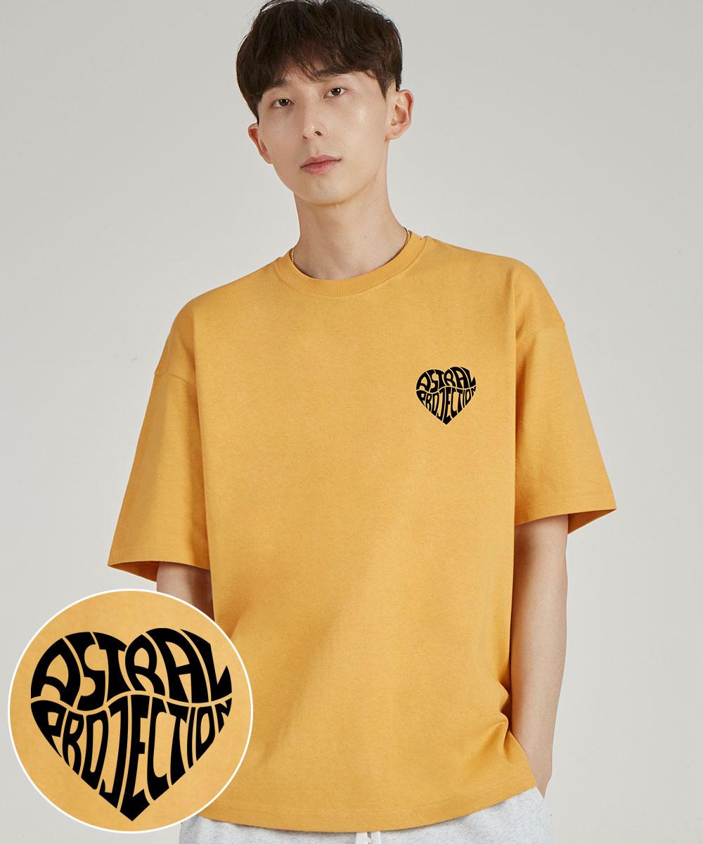 Astral Projection Mini Heart Logo Round Neck 15-Count Cotton Short Sleeve T-Shirt_Cheddar Xl