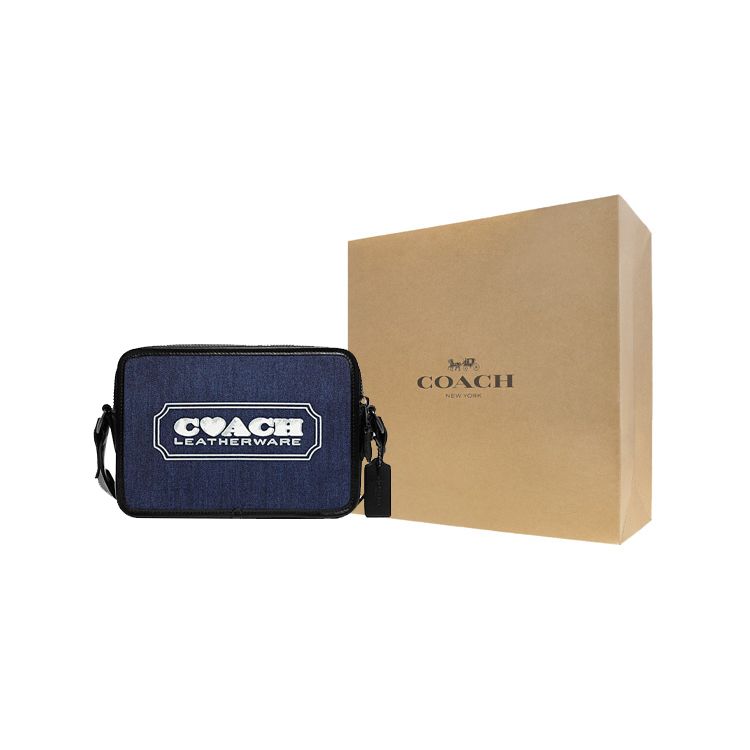 Coach Charter 24 Classic Logo Casual Heart Print Denim Shoulder Bag Camera Crossbody Bag Medium Unisex bags C3929-DEN