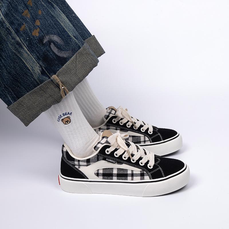 Global trend canvas shoes men's ZHQ-XA191 spring niche original casual shoes popular platform plaid board shoes