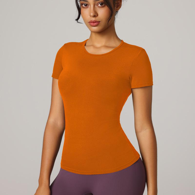 Schnelltrocknendes atmungsaktives Yoga-Top: Hautfreundliches Kurzarm-Slim-Fit für Fitness & Laufen