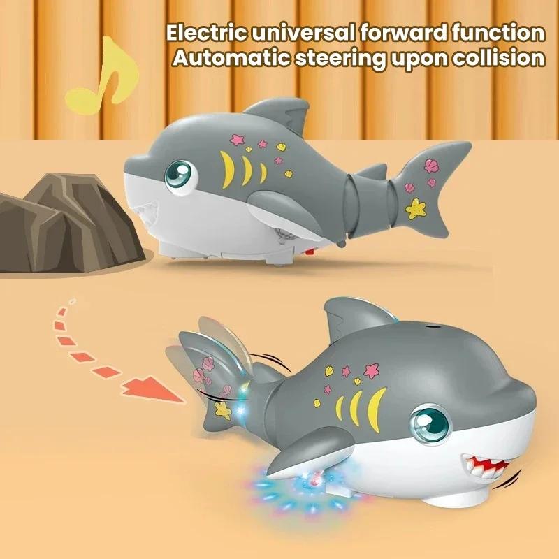 Electric Blowing Ball Shark Model Car Robot Swing Tail Electronic Pet Interactive Entertainment Toys for Kids Baby Children Gift