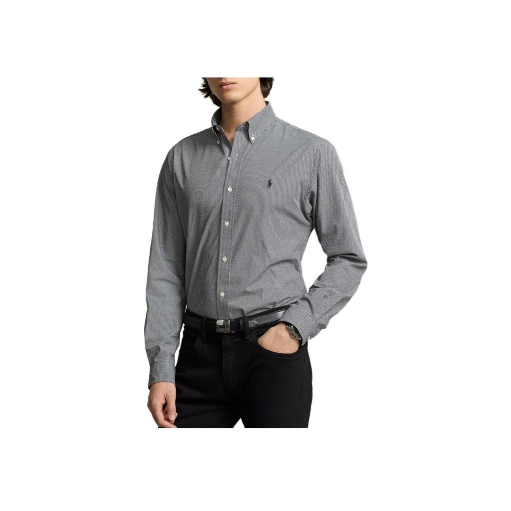 Polo Ralph Lauren FW24 Checkered Button-Down Long Sleeve Shirt Men Shirts Gray MNPOWOV16823585-001