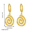 Gold Plated Stainless Steel Spiral Drop Hoop Earrings for Women