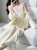 Autumn and Winter New Island Velvet Sexy Pure Desire Pajamas Women's Suspender Trousers Long-sleeved Loungewear Three-piece Set Can Be Worn Outside