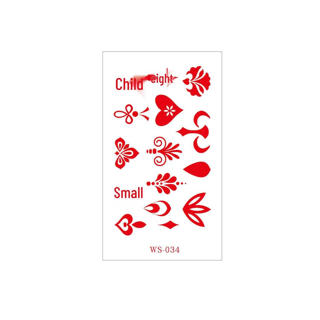 Waterproof Floral Forehead Tattoo Sticker for Women & Children - Ancient Costume Fairy Hanfu & Bride Red Stickers