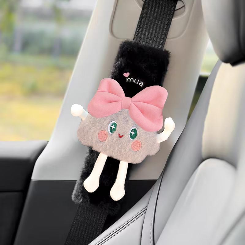 2pcs High Quality Long Plush Car Seat Belt Cover Cute Cartoon Panda Bear Imitation Rabbit Auto Safety Shoulder Pad Decrotion