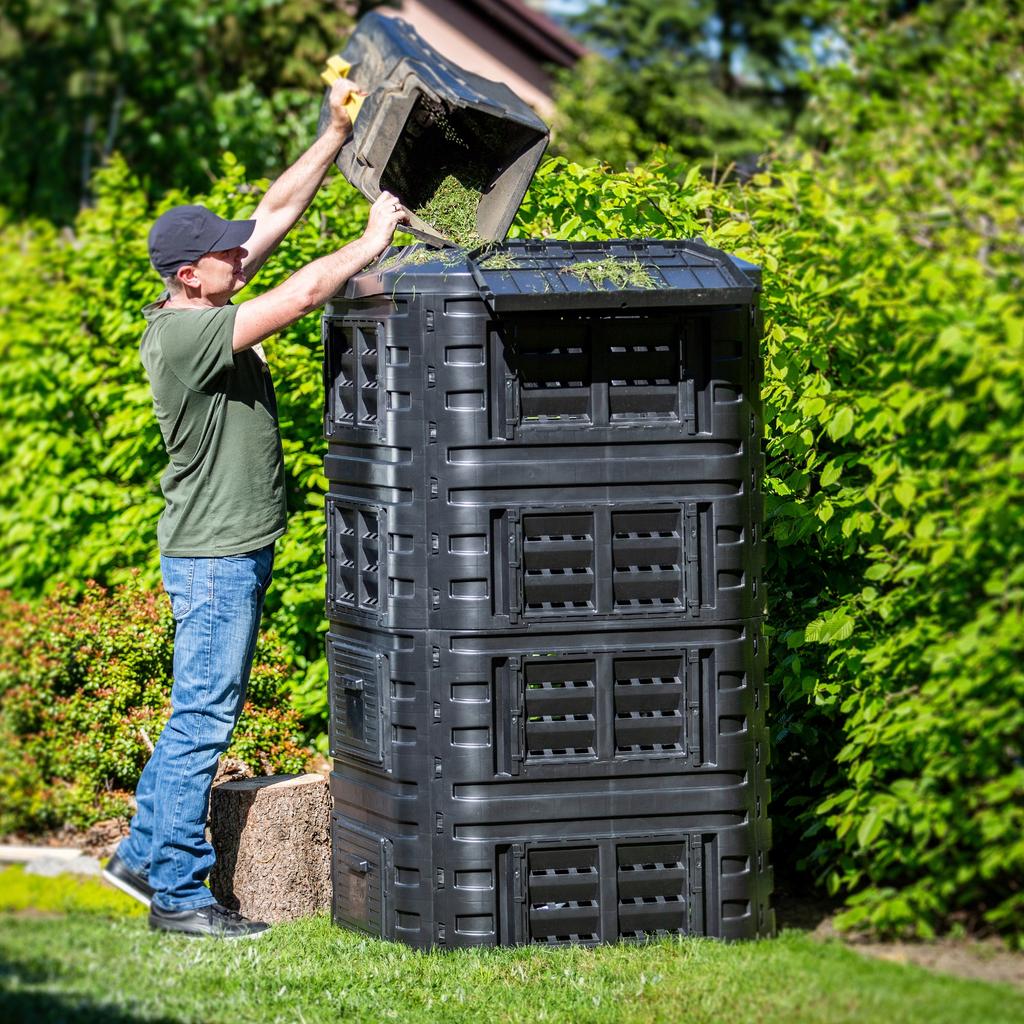 KADAX Garden Composter Modular 1260L Frost-resistant Year-Round Black