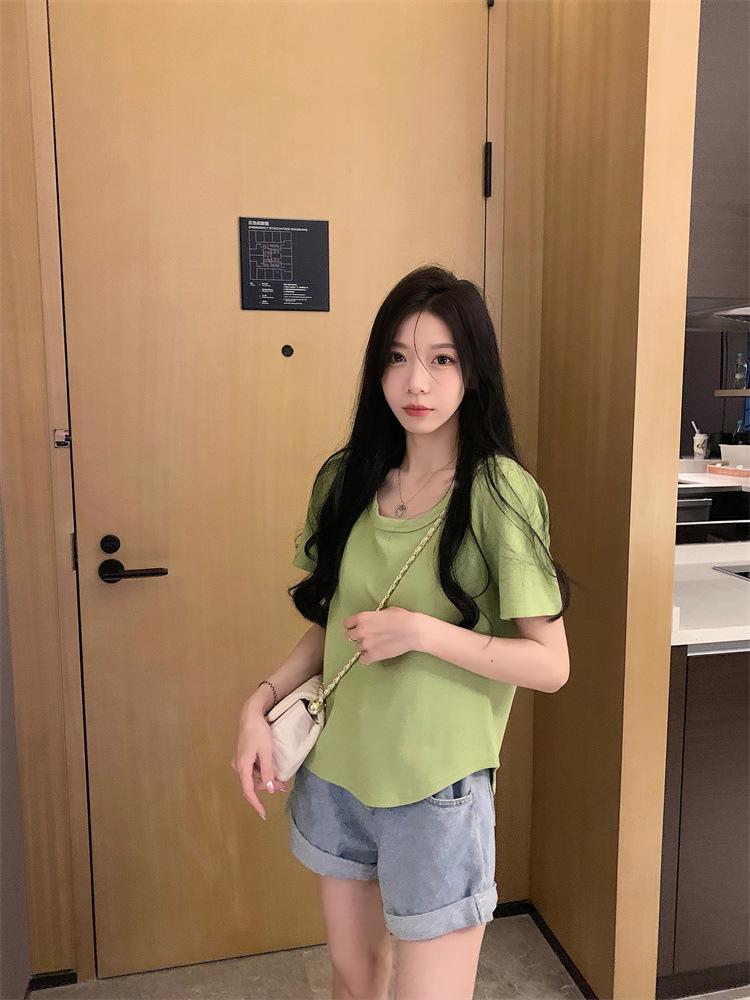 Plus Size Women's Summer Slimming Irregular Short Sleeve T-shirt - Loose, Stylish Belly Covering Top