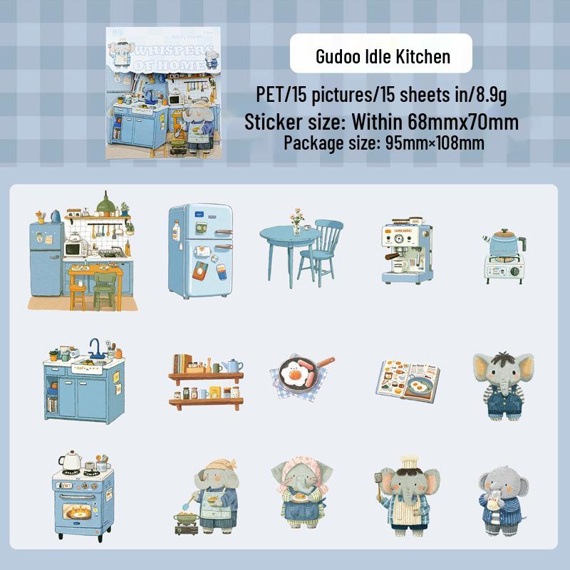 Yi Niao Whispers PET Cartoon Animal Sticker Pack: Cute Journal Decor, 4 Styles