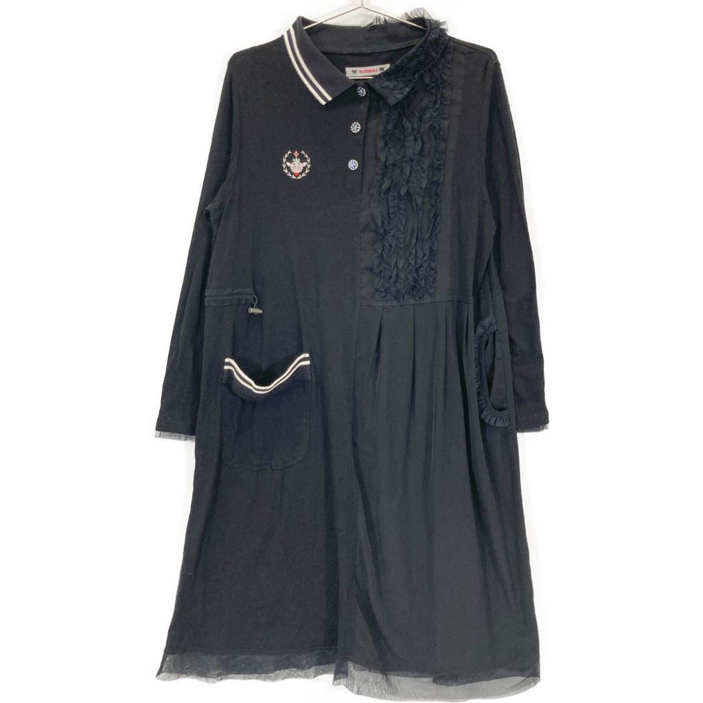 OLLEBOREBLA Black frill design one-piece dress Not written blackUsed