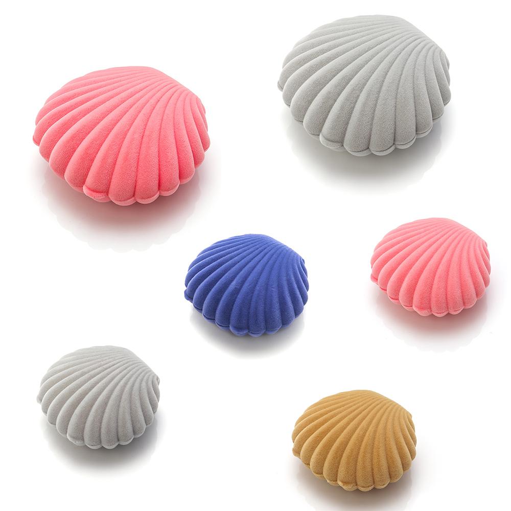 1 Piece Velvet Jewelry Box Lovely Shell Shape Gift Box Container For Wedding Earrings Necklace Bracelet Display Gift Package Box