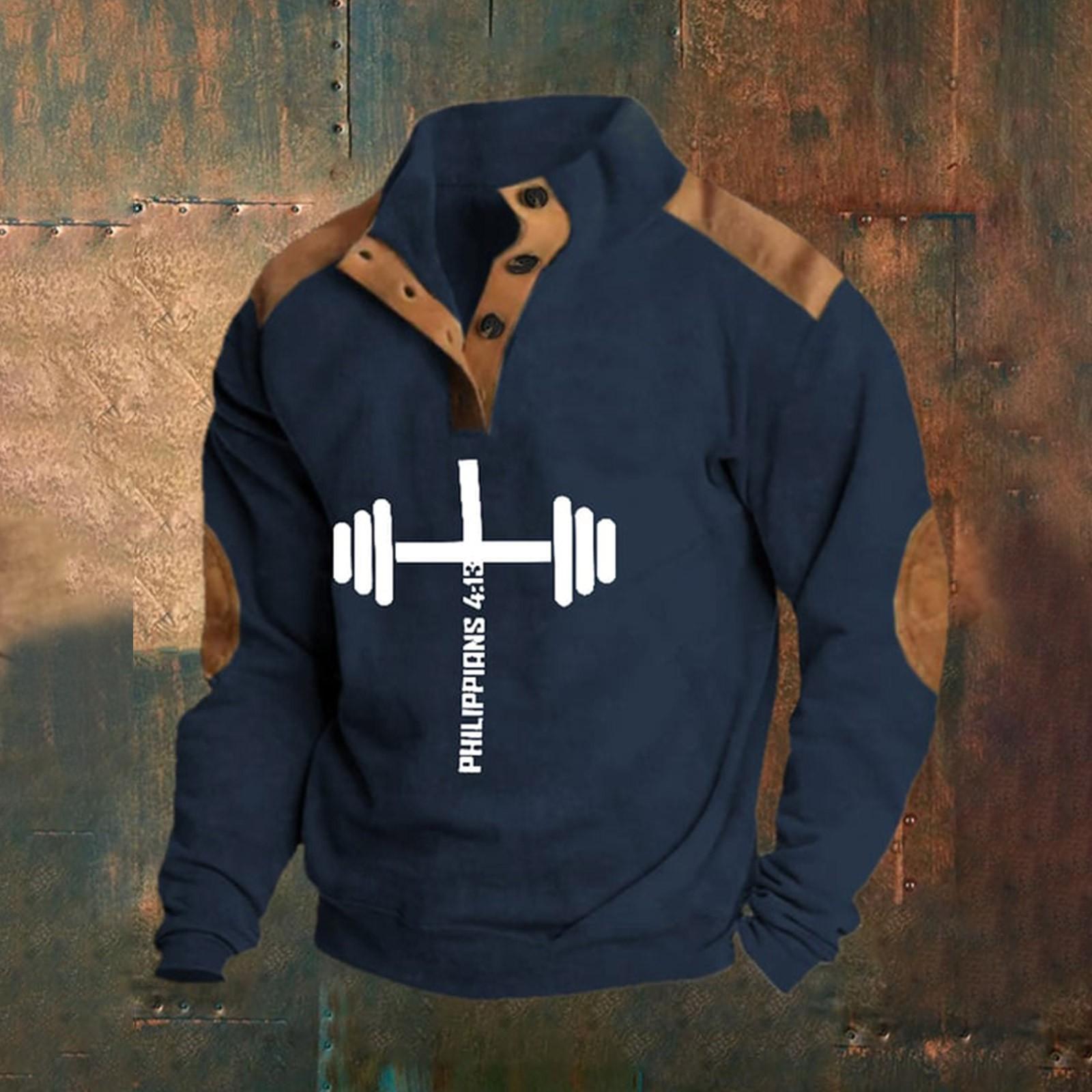 

Весняно-осінній чоловічий світшот зі стоячим коміром - це повсякденні светри на відкритому повітрі, топи M Темно-синій