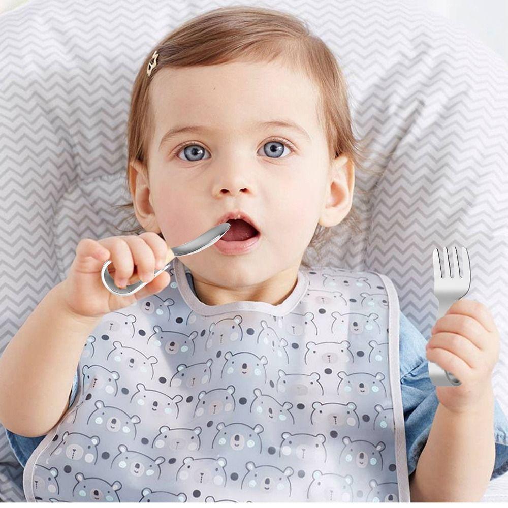 with Storage Box Cute Training Spoon Fork Stainless Steel Toddler Training Utensils Kitchen