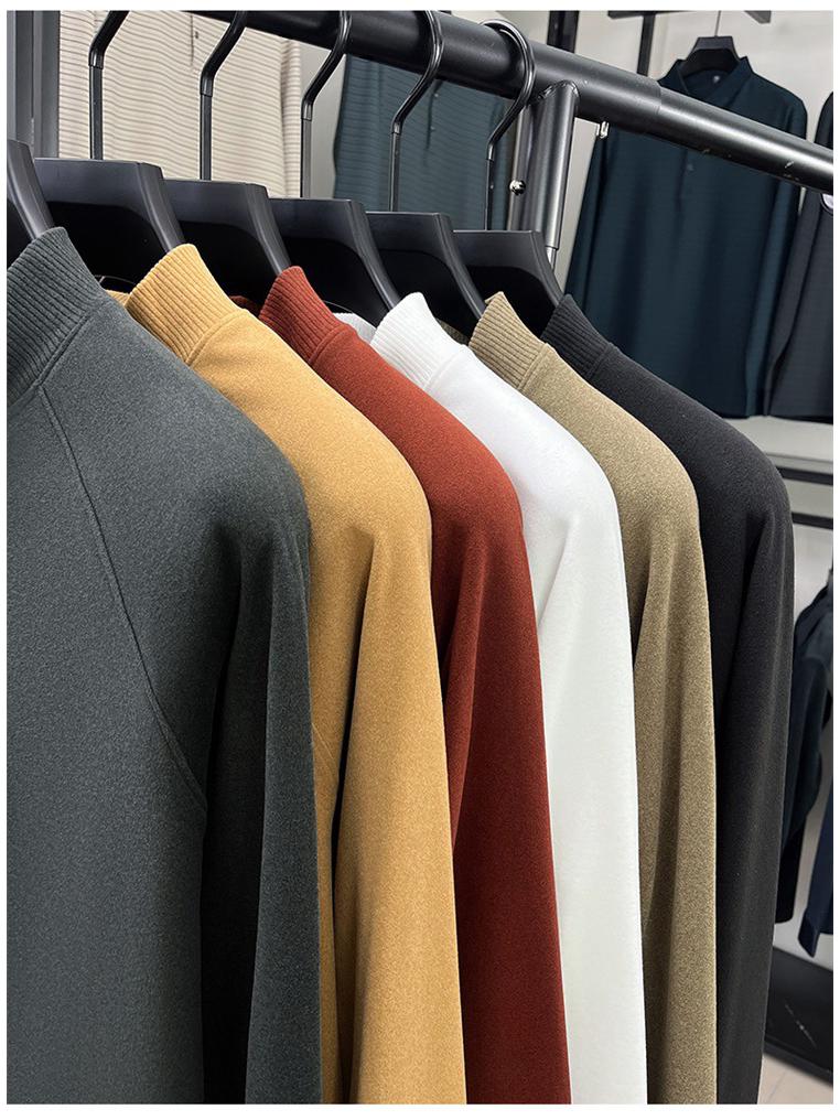 Moletom Casual Solto de Veludo Dupla Face com Gola Alta Masculino Outono/Inverno 2025