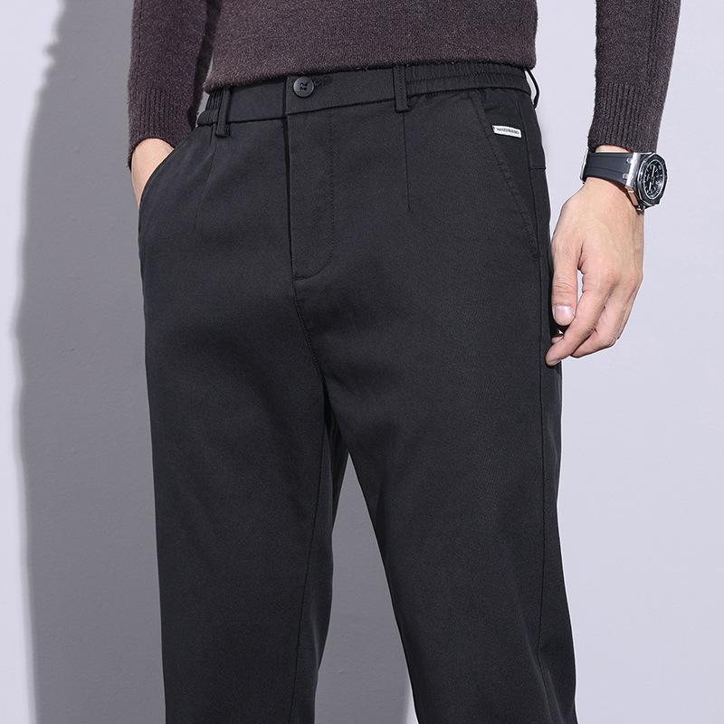 2026 Spring And Autumn New Tencel Casual Pants For Men, Straight Leg Slim Fit Elastic Work Pants, Autumn And Winter Men'S Pants