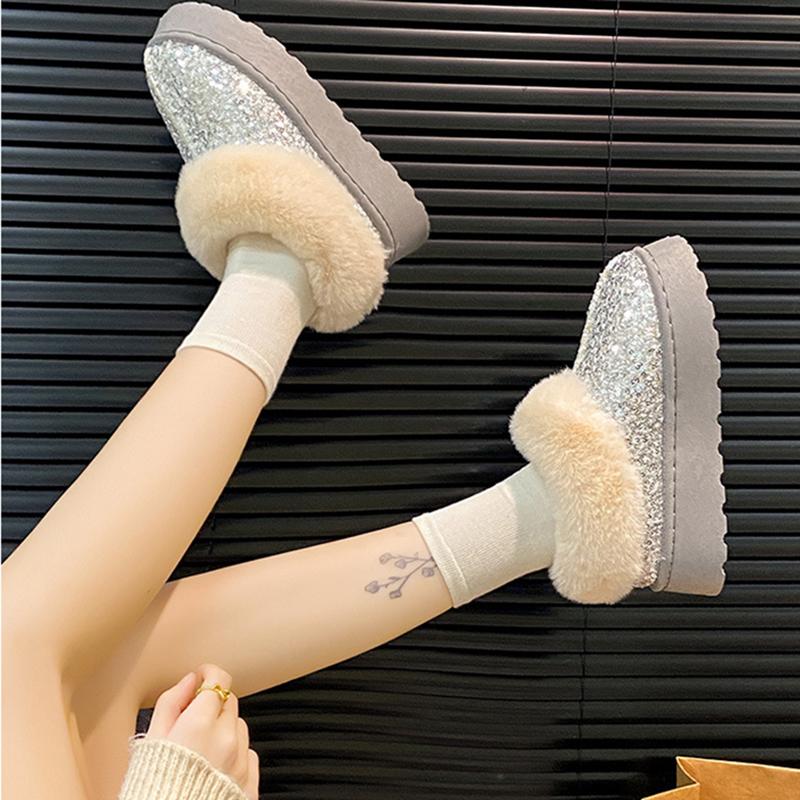 

Весенние и осенние теплые зимние ботинки на толстой подошве для женщин, толстые теплые блестящие хлопковые туфли для удобной верхней одежды и повседневной обуви Fury 36 серебряный