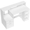 Computer desk, desk with storage, 2 drawers, open shelves and printer shelf, 137x55x92cm, white