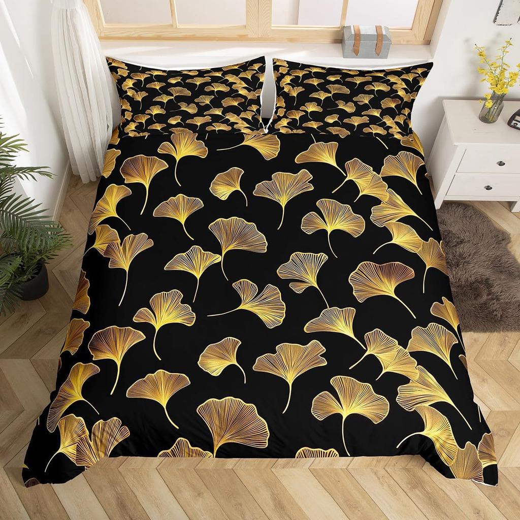 Ginkgo biloba 3D high definition digital printing duvet cover set soft and comfortable bedding