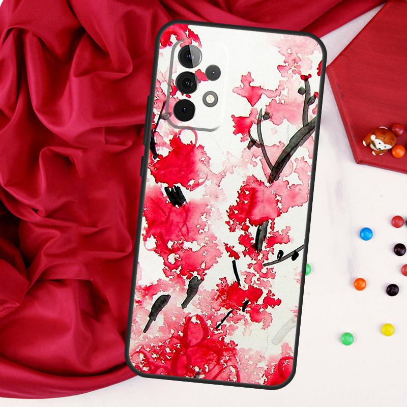 Cherry Blossom Floral For Samsung Galaxy A15 A55 A53 A33 A35 A22 A32 A52 A54 A34 A14 A56 A36 A26 A16 A05 A06 Case