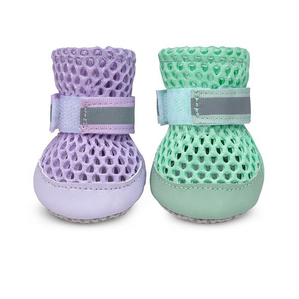 4Pcs Breathable Pet Dog Sandals Anti Slip Net Foot Covers Fashion Dog Paw Protectors  All Seasons